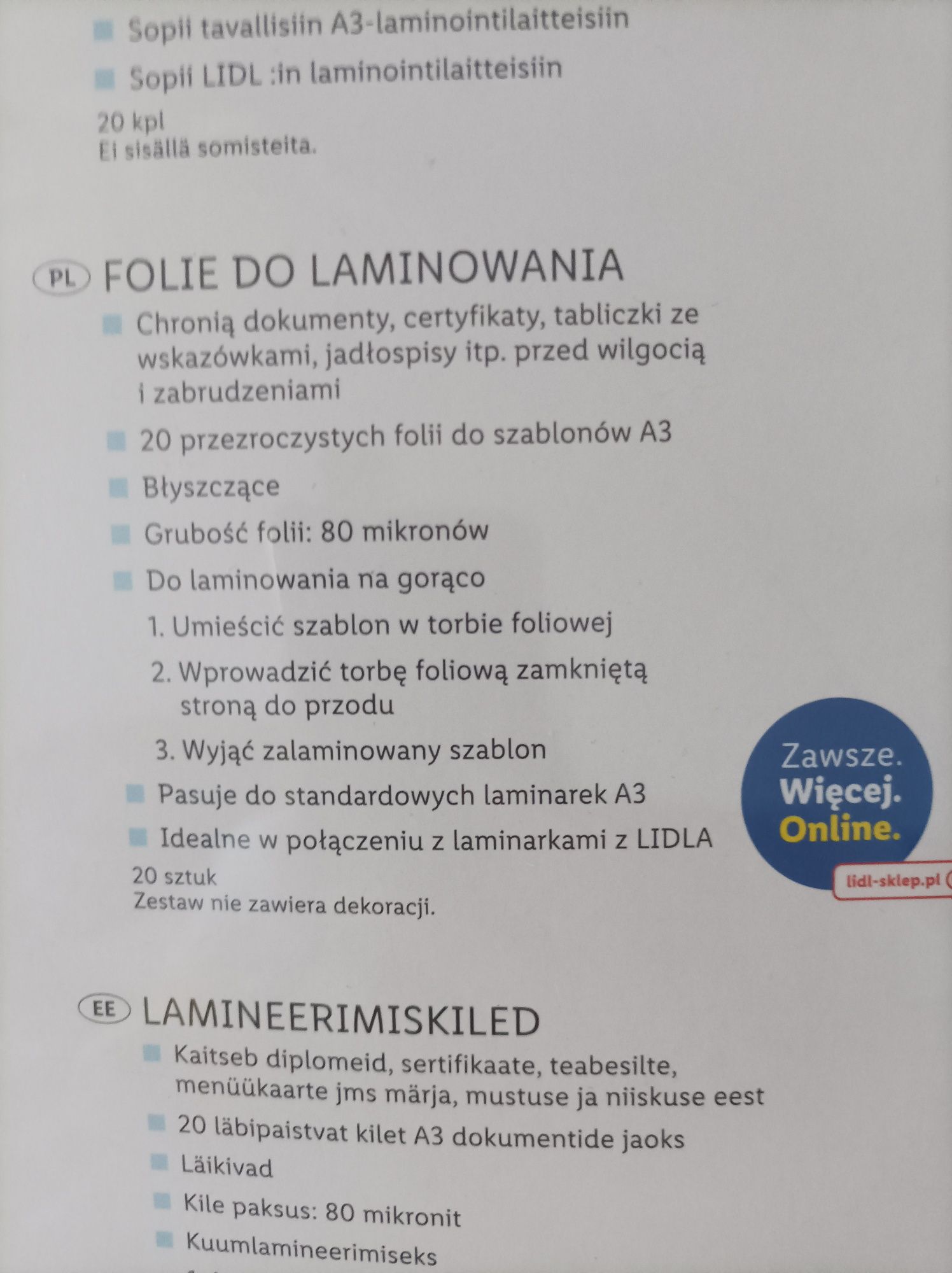 Folia do laminowania A3