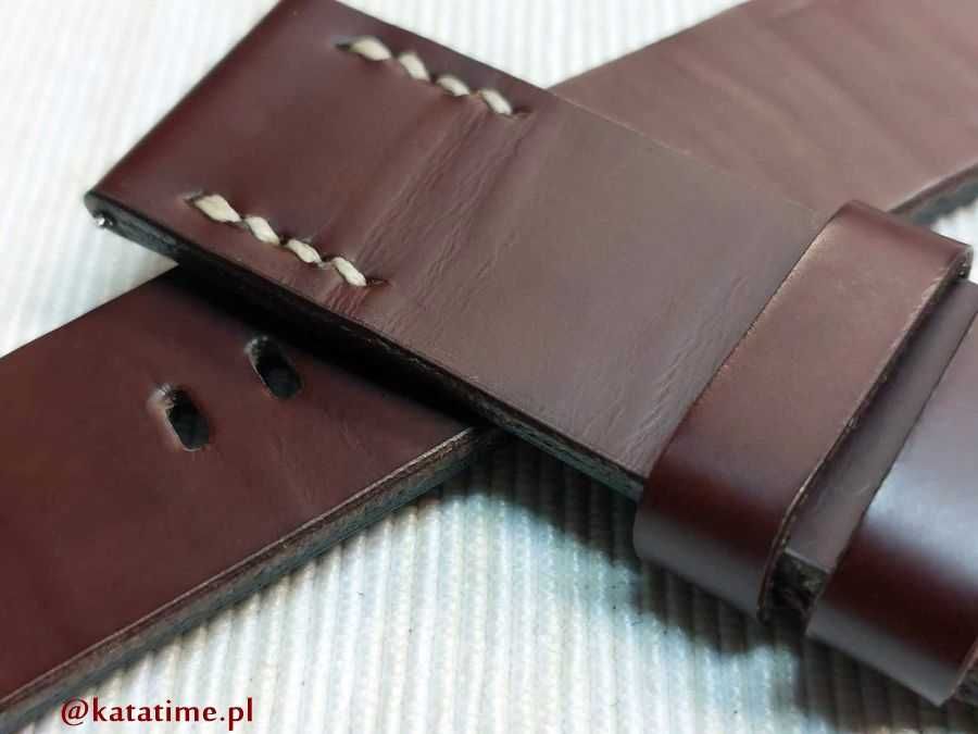 PASEK DO ZEGARKA męskiego do smartwatcha 24 mm brązowy SZYTY RĘCZNIE