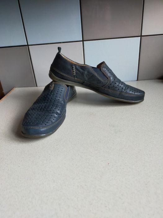 Buty Półbuty mokasyny Lasocki skórzane męskie granatowe  42