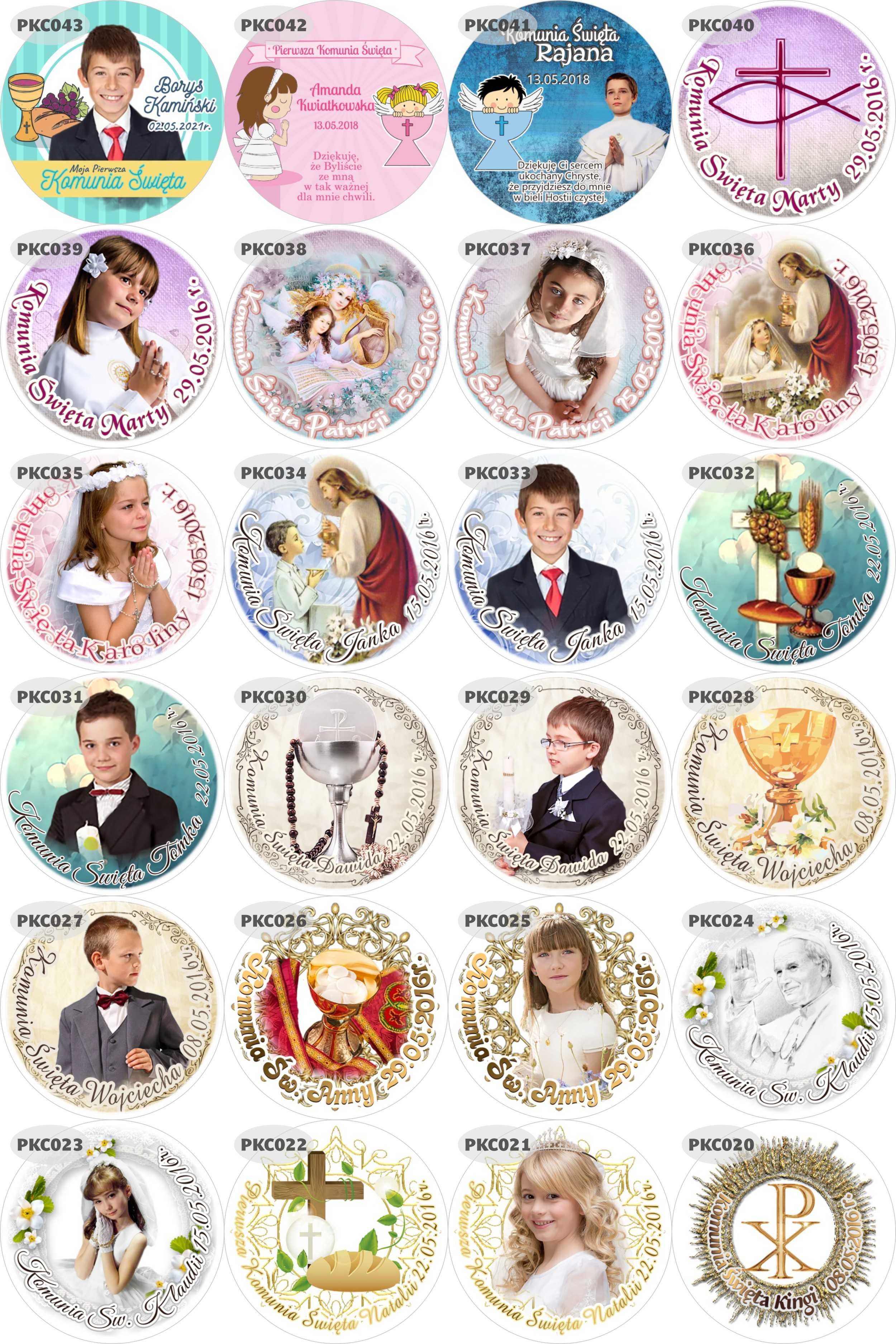 Lizaki personalizowane KOMUNIA chrzest 100szt
