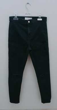 Czarne spodnie jeansowe jeans rurki z dziurami w30 l28 topshop
