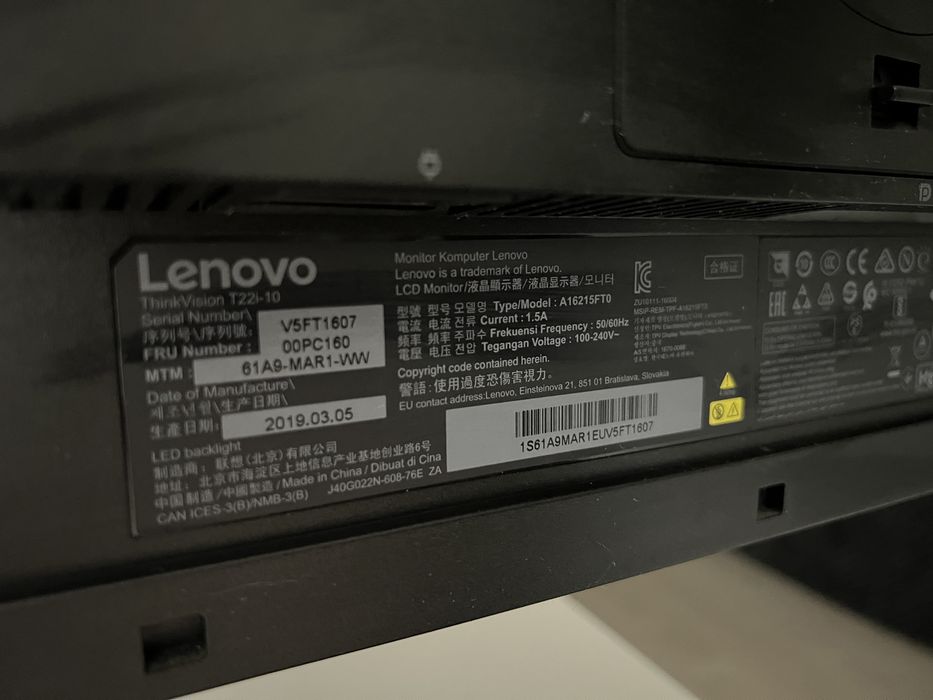 Монітор Lenovo ThinkVision T22i-10