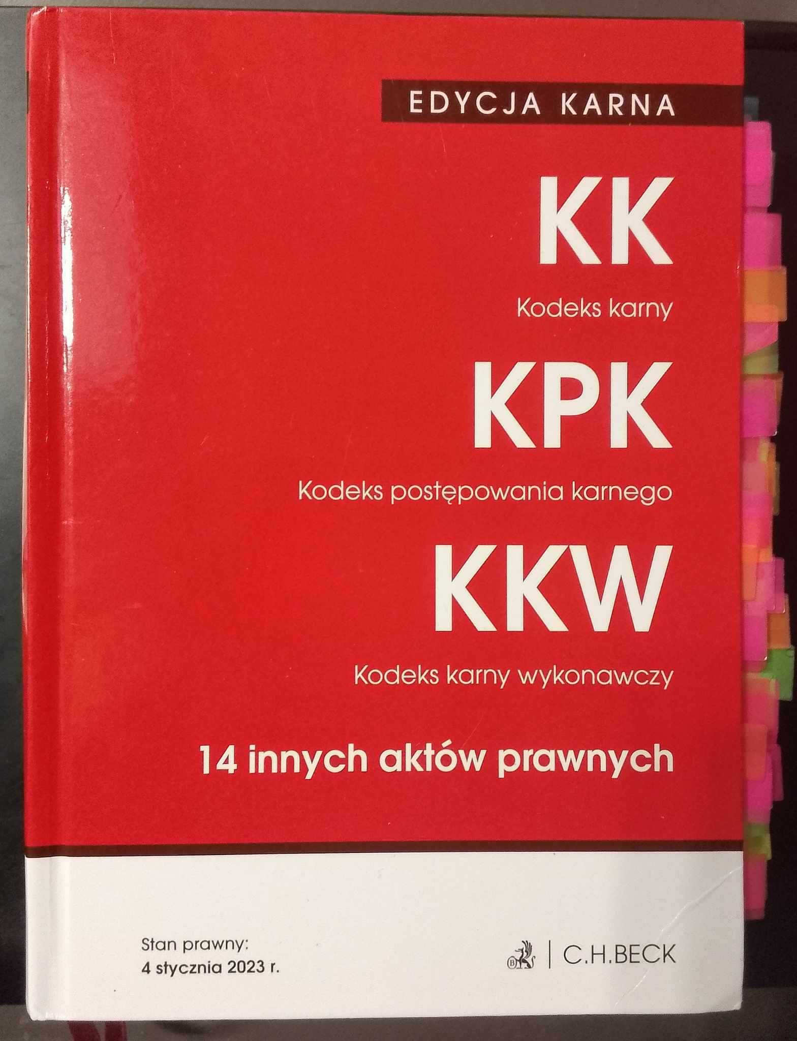 Edycja karna. kodeks karny, KPK, KKW, 14 innych aktów prawnych.