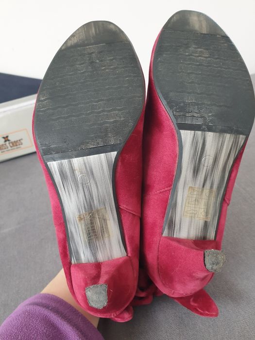 Damskie botki wiosenne, rozmiar 40, bordowe