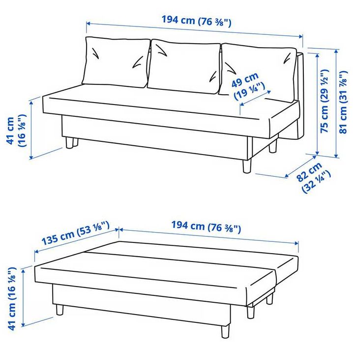 Sofá-cama 3 lugares, cinzento - ÄLVDALEN IKEA