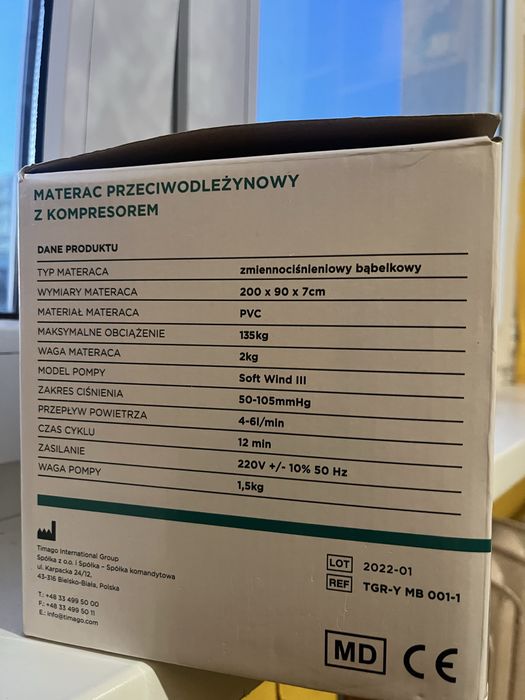 Materac odleżynowy firmy TIMAGO