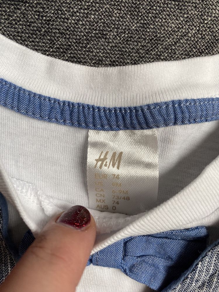 Koszulka T-shirt dla chlopca h&m elegancka muszka 74