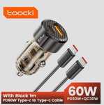 Toocki 60W Ładowarka samochodowa 30W USB 27W PD