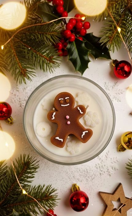 Świeca sojowa duża zamykana piernik / śnieżynki świąteczna