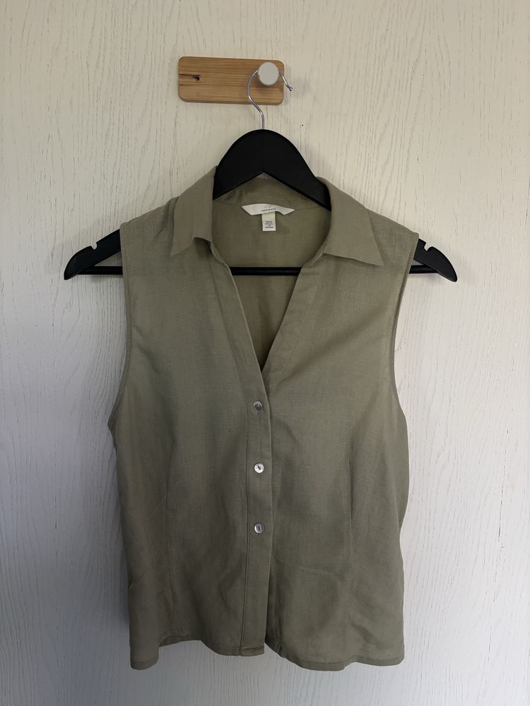 Khaki koszula len h&m w bardzo dobrym stanie idealna na lato len
