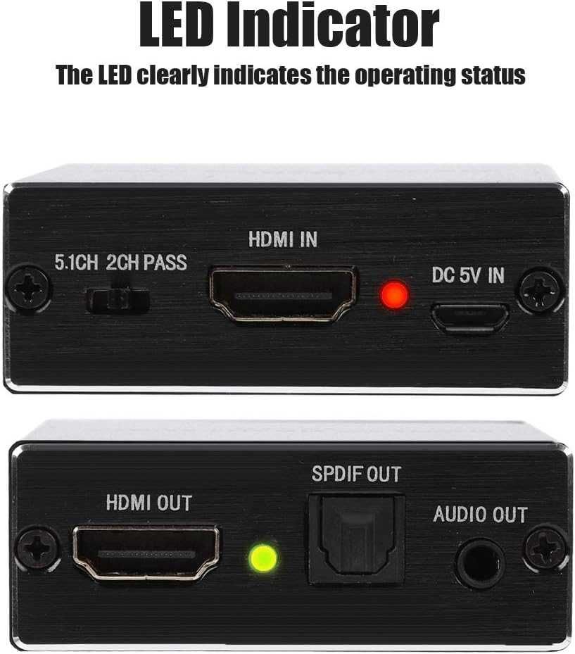 ASHATA Rozdzielacz ekstraktor audio HDMI 4K 2K do Spdif Toslink HDMI