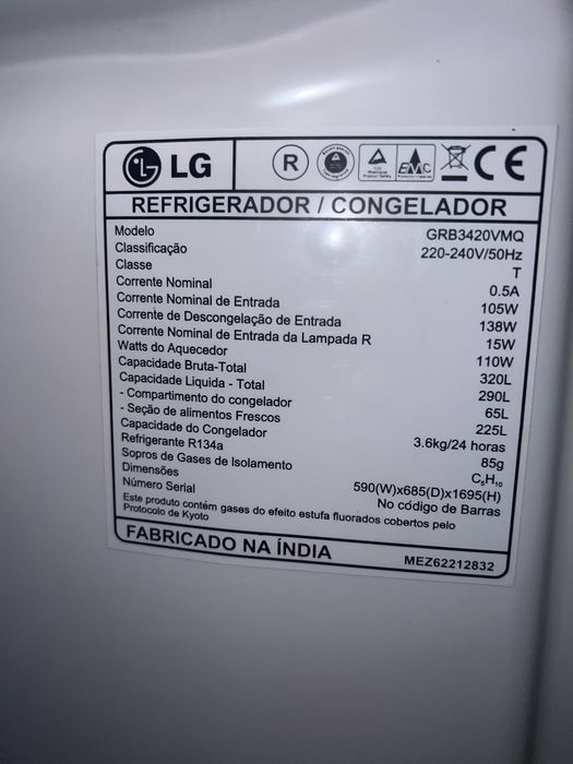 Frigorífico LG GRB3420VMQ, excelente estado