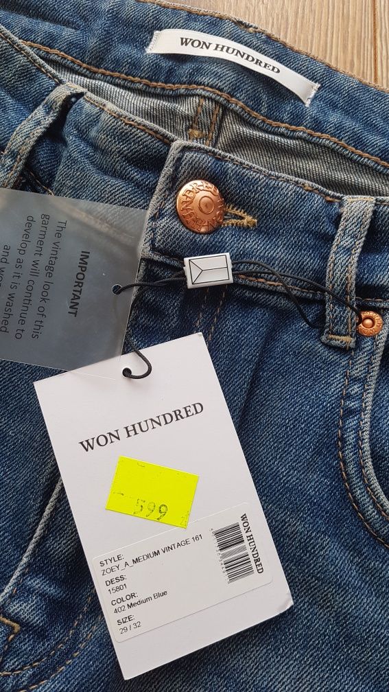 Jeansy damskie 29/32 Won Hundred Zoey medium blue spodnie dżinsy