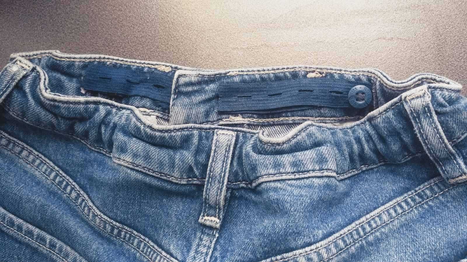 Широкие джинсы-клеш  стрейчевые с разрезами 10-13 лет рост 128-146 см