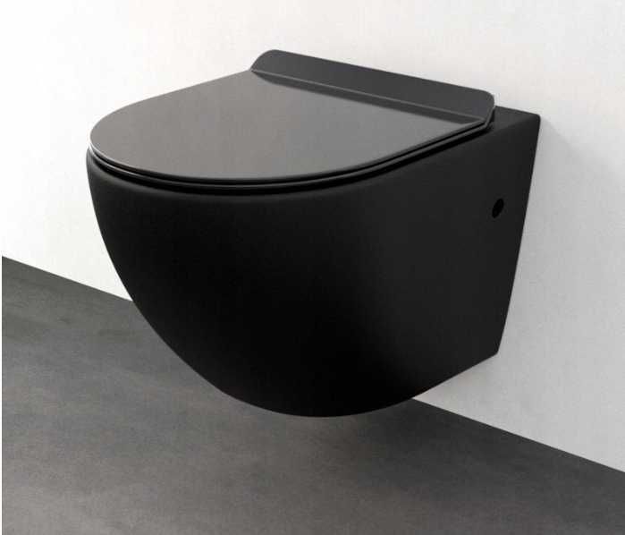 Miska WC CATANIA rimless TORNADO black deska Duroplast UV Nano coating