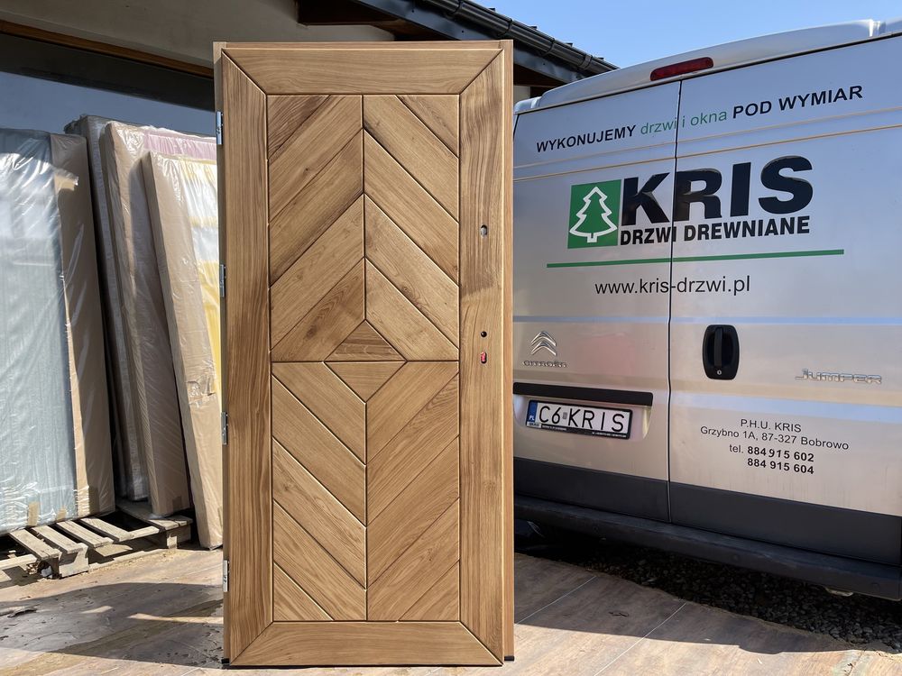Drzwi zewnętrzne drewniane DĘBOWE Olejowane