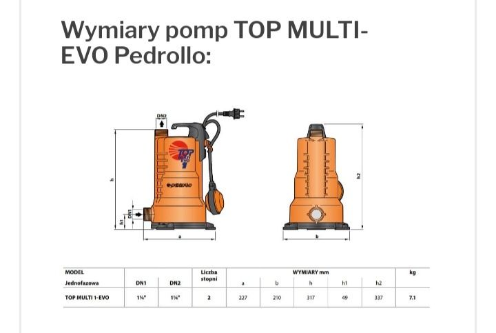Pompa głębinowa ogrodowa do czystej wody Pedrollo Top Multi 1 Evo