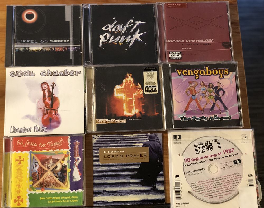 CDs duplos, singles, importados