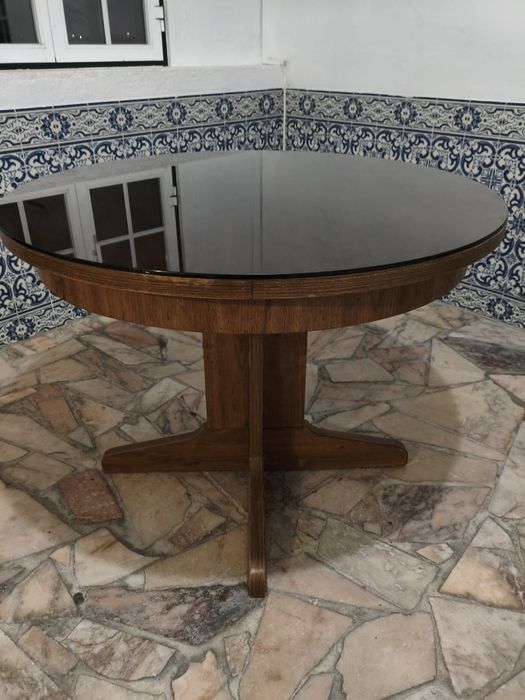 Mesa vintage redonda extensível