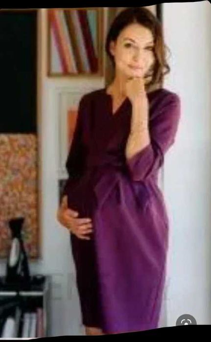 Fioletowa, elegancka sukienka ciążowa 9fashion S M