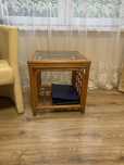 ZESTAW MEBLI RATTAN  Nocny stolik  lampa podłogowa stolik kawowy