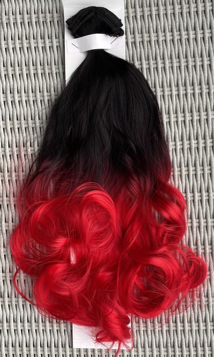 Premium Ultra włosy doczepiane, czarny/czerwony/ombre clip in ( 362 )