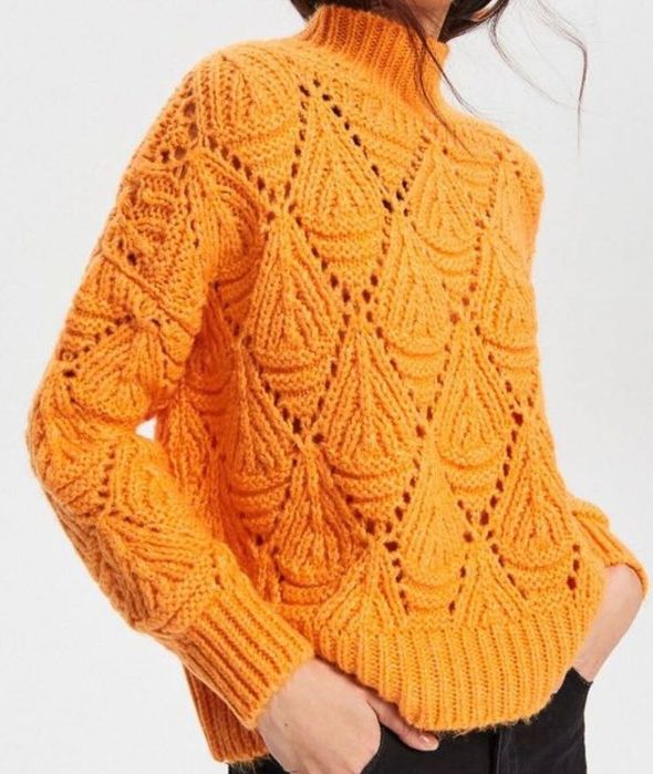 RESERVED sweter ażurowy o soczysty pomarańcz, pomarańcza S, M, L