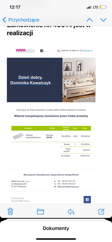 Lożko dzieciece z materacem