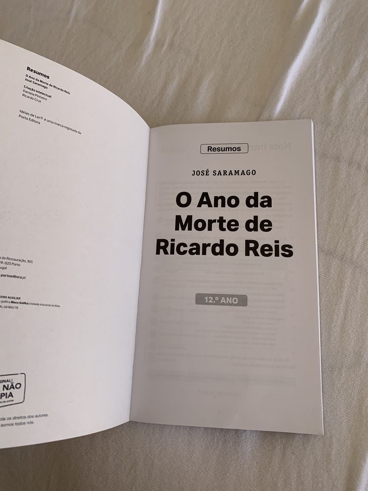 Ano da Morte de Ricardo Reis - livro resumos