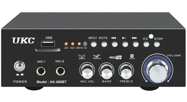 Підсилювач звуку UKC AK-688BT двоканальний з FM-радіо та US 30W, 9489
