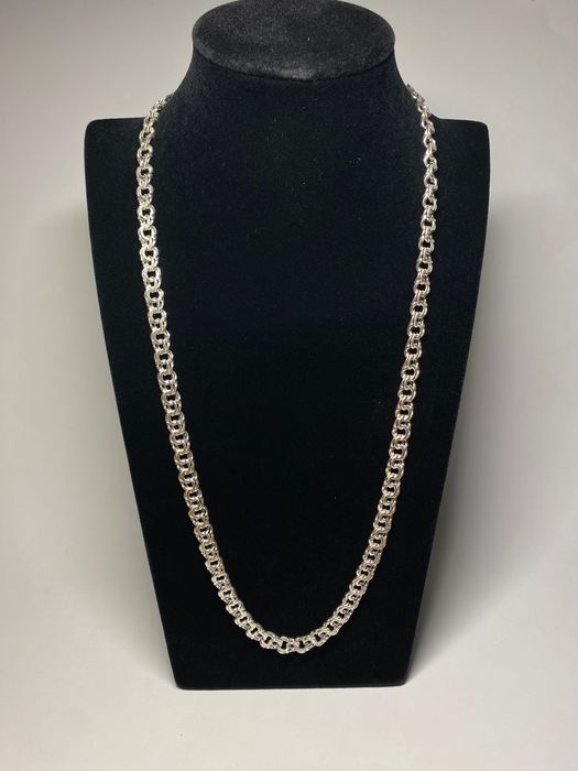 Srebrny łańcuszek splot bismark