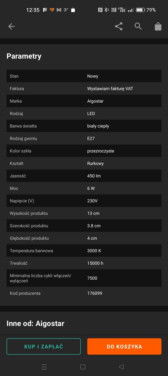 Żarówka LED 6W E27