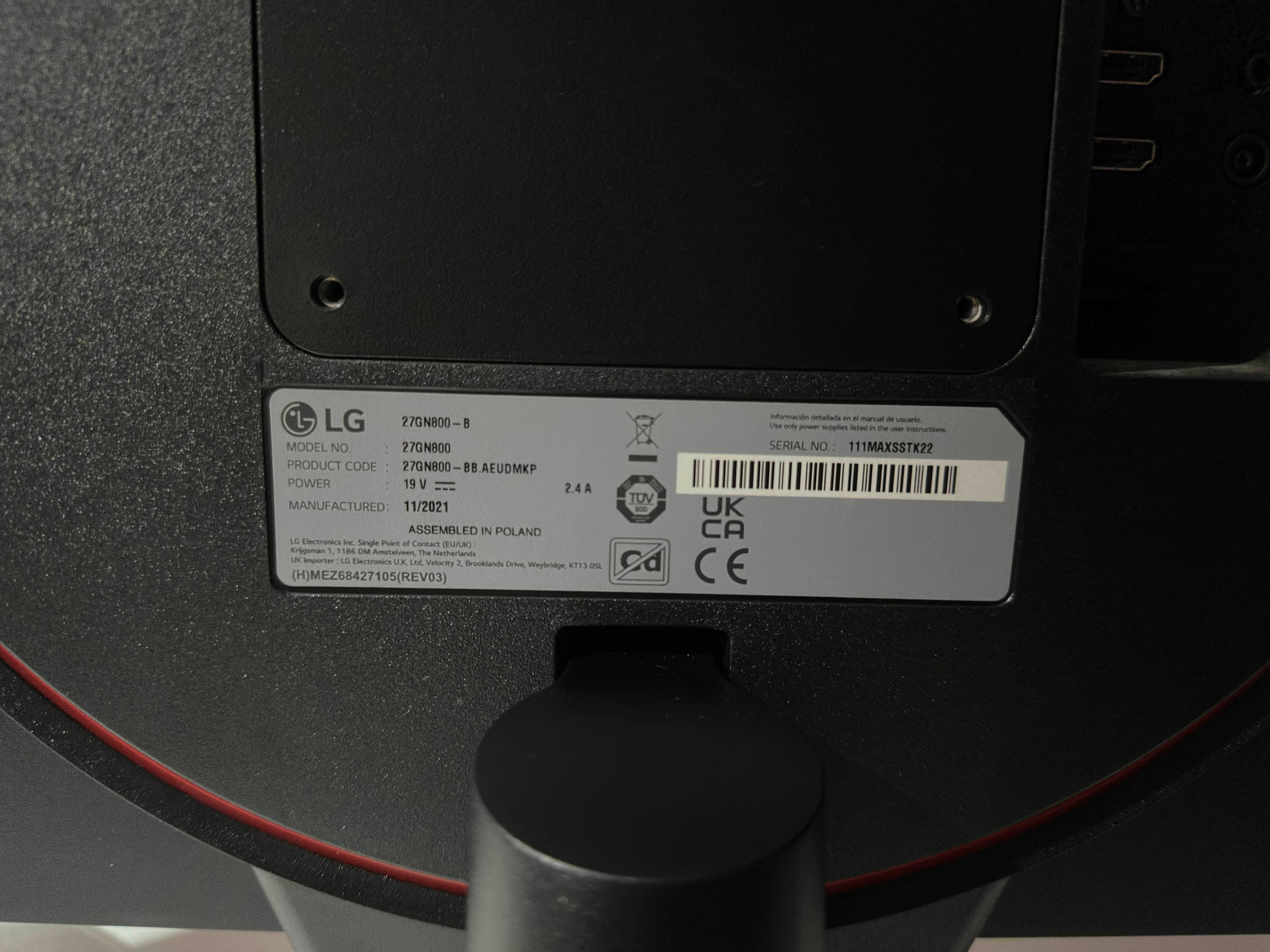 Monitor Gaming LG 27GN800-B (27'' 2K 1 ms - 144 Hz)