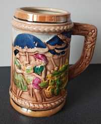 kolekcjonerski KUFEL do piwa ceramiczny ręcznie malowany 13,5 cm