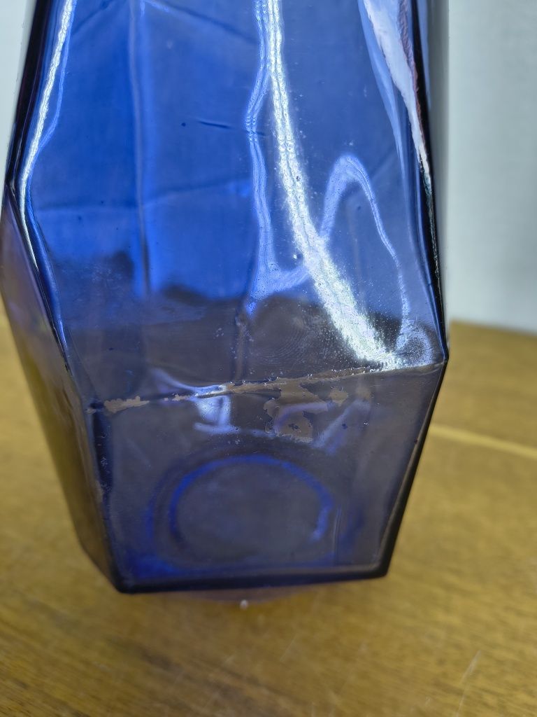 Nowoczesny wazon szklany – geometryczny design – kobaltowy / niebieski