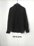 Massimo Dutti lniana koszula 100% ramia czarna z długim rękawem guziki