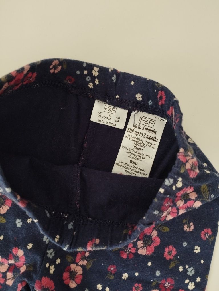 Śliczne granatowe spodenki F&F (do 3 m-cy) w kwiaty - idealny stan, 5