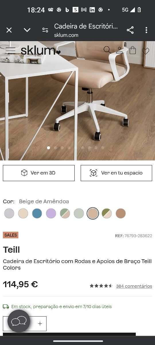 Cadeira escritório Skulm rosa