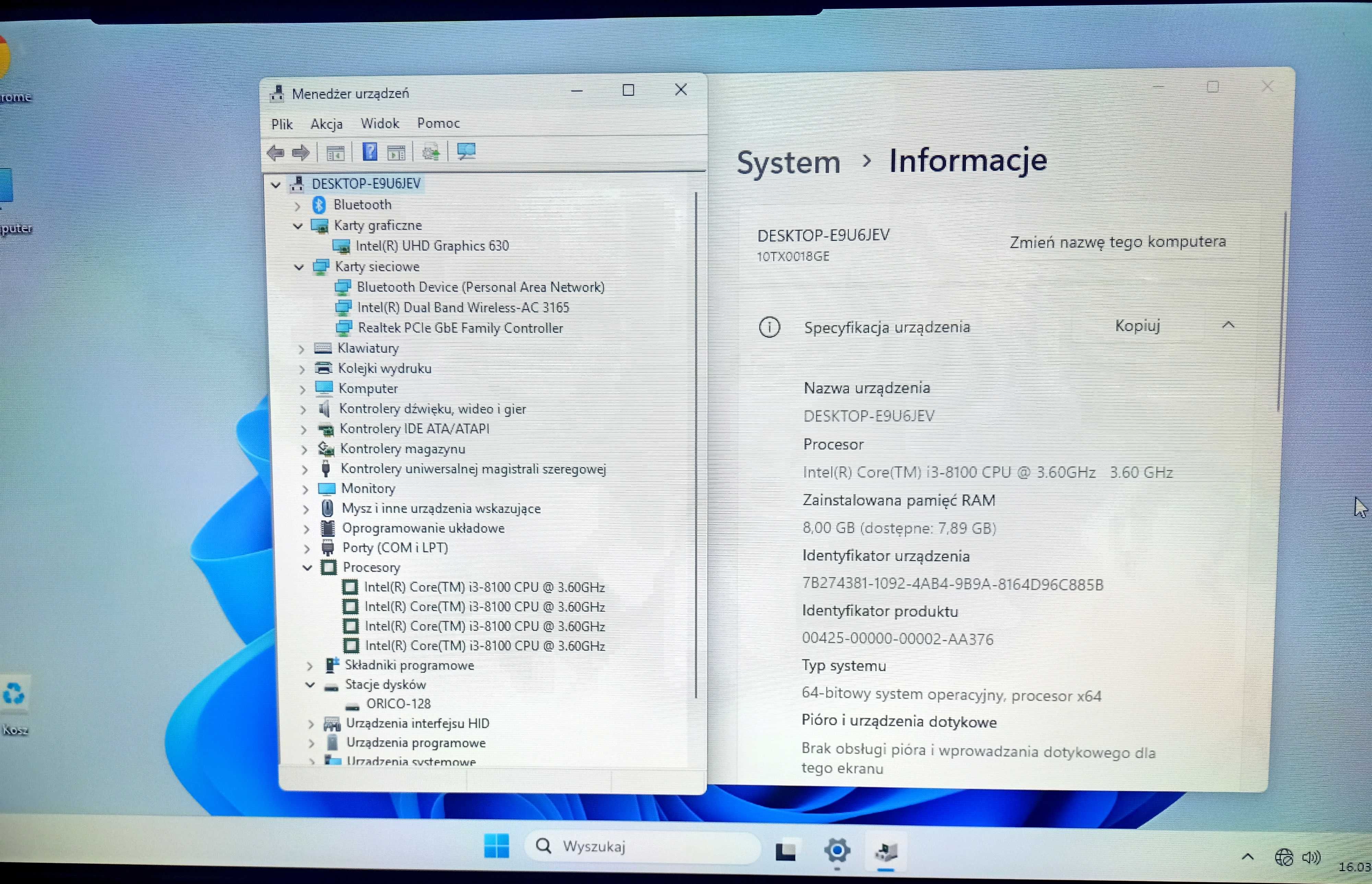 Lenovo - i3 8100 -8Gb ram -SSD