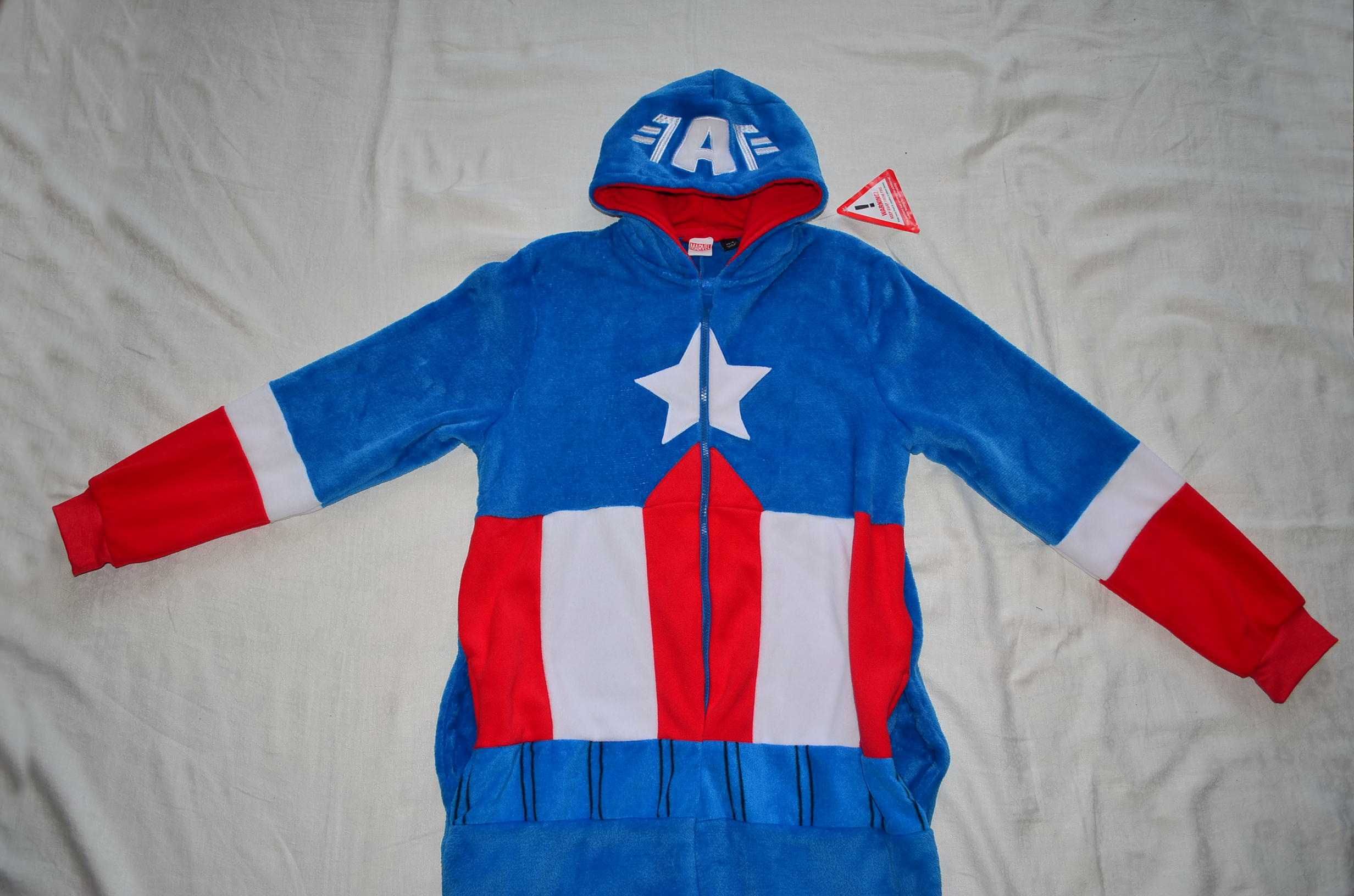 Новый кигуруми с капюшоном Marvel Капитан Америка пижама слип большой