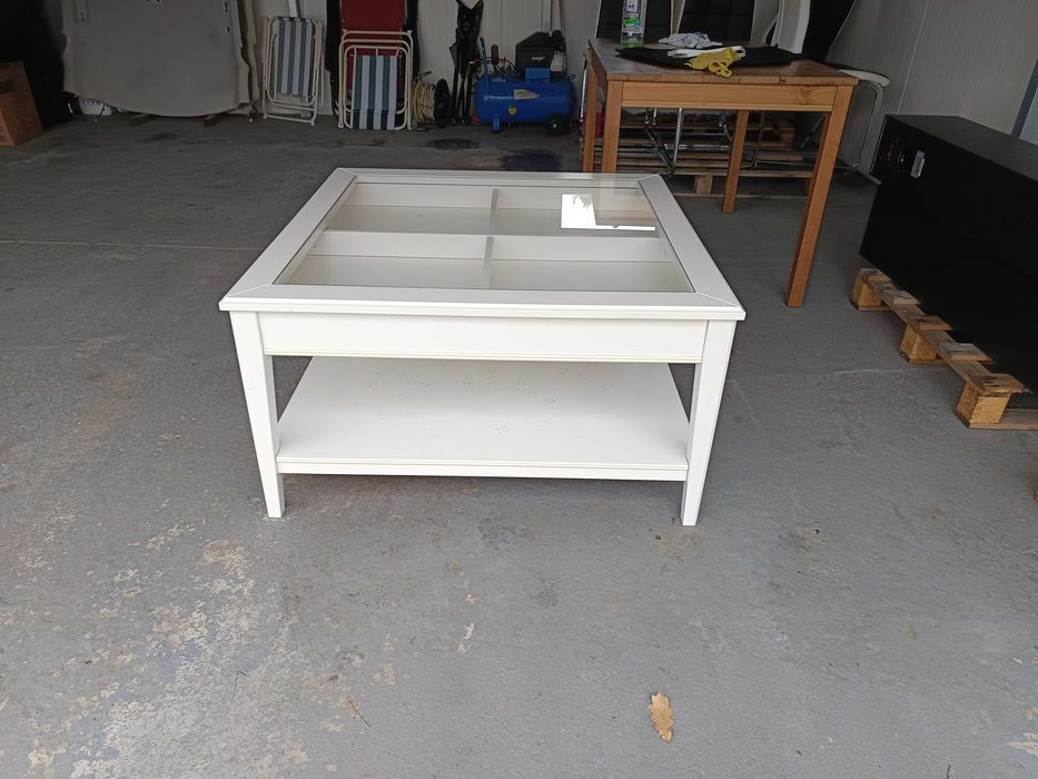 Ława stolik kawowy szklany blat schowek IKEA