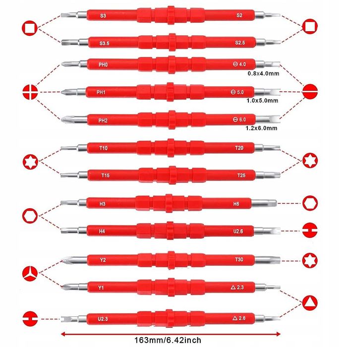 Zestaw Wkrętaków Śrubokrętów Izolowanych 25 Rozmiarów Walizka