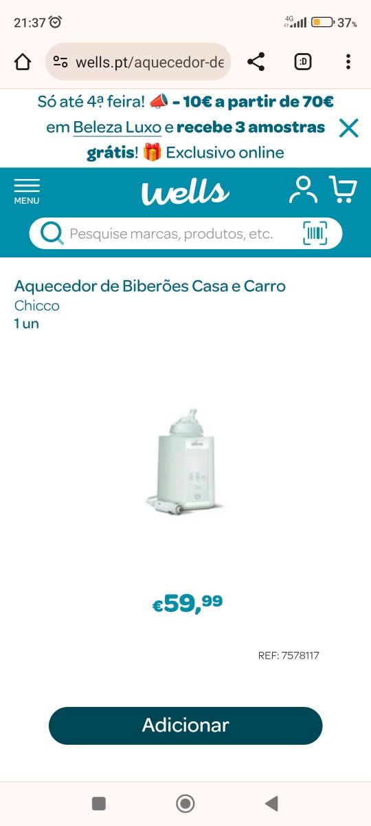 Vendo aquecedor de biberões Chicco