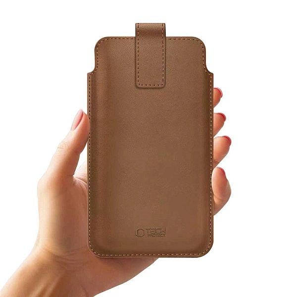 Etui Tech-Protect SM65 dla smartfonów 6.0-6.9" - brązowe
