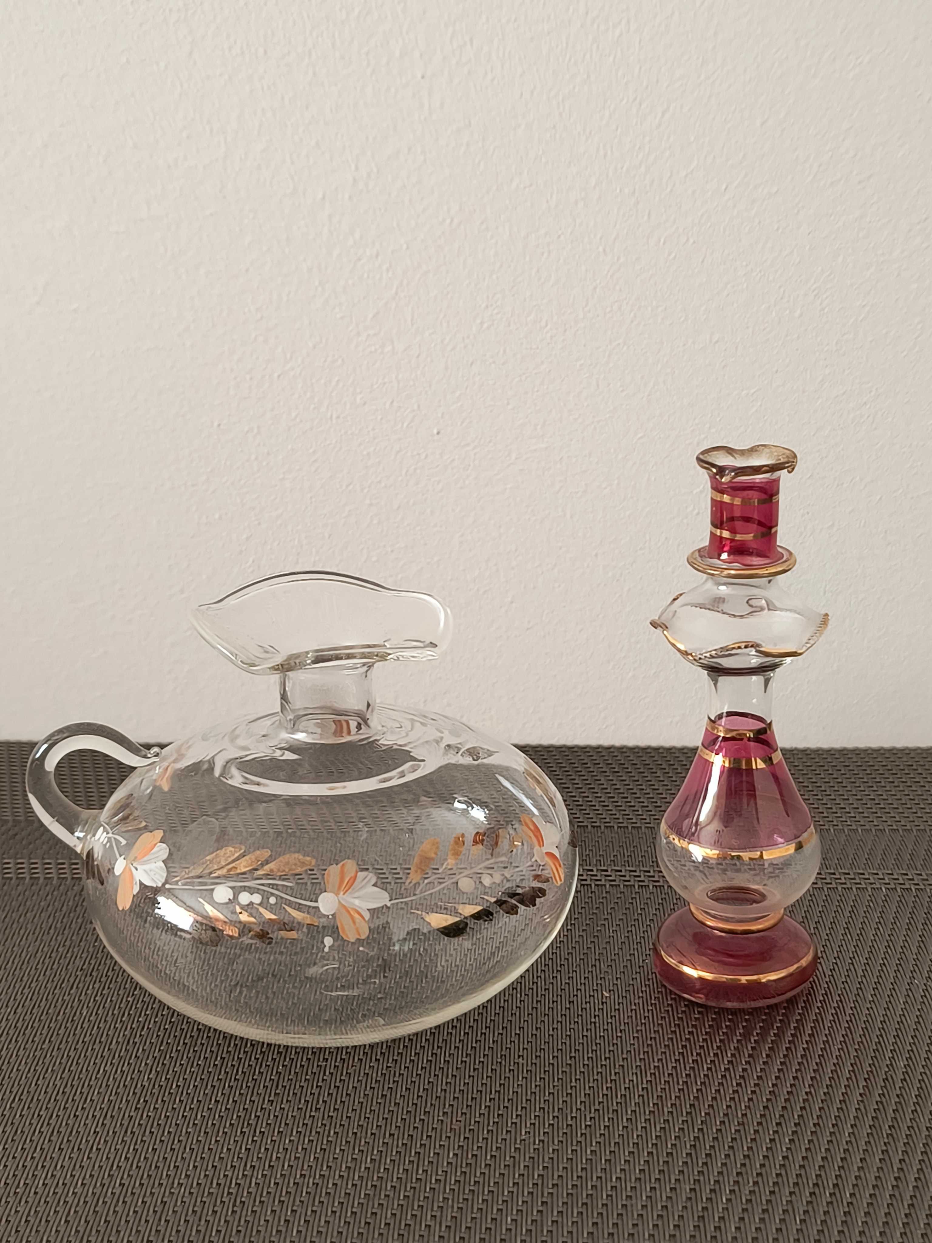 STARE flakoniki  karafki 2 szt. miniatury orientalne ręcznie malowane