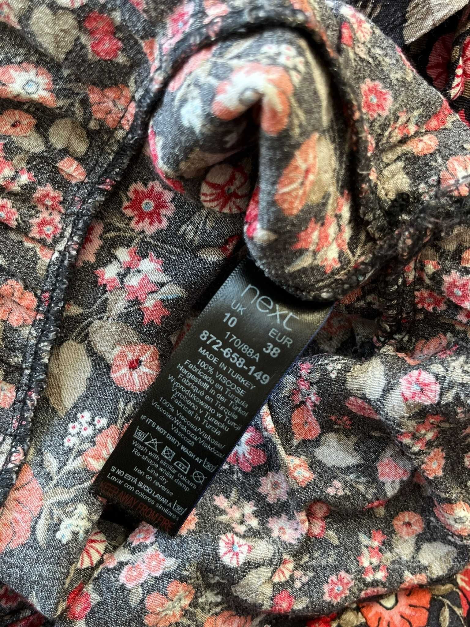 Next 10 38 M sukienka midi zwiewna wiskoza kwiaty boho old money