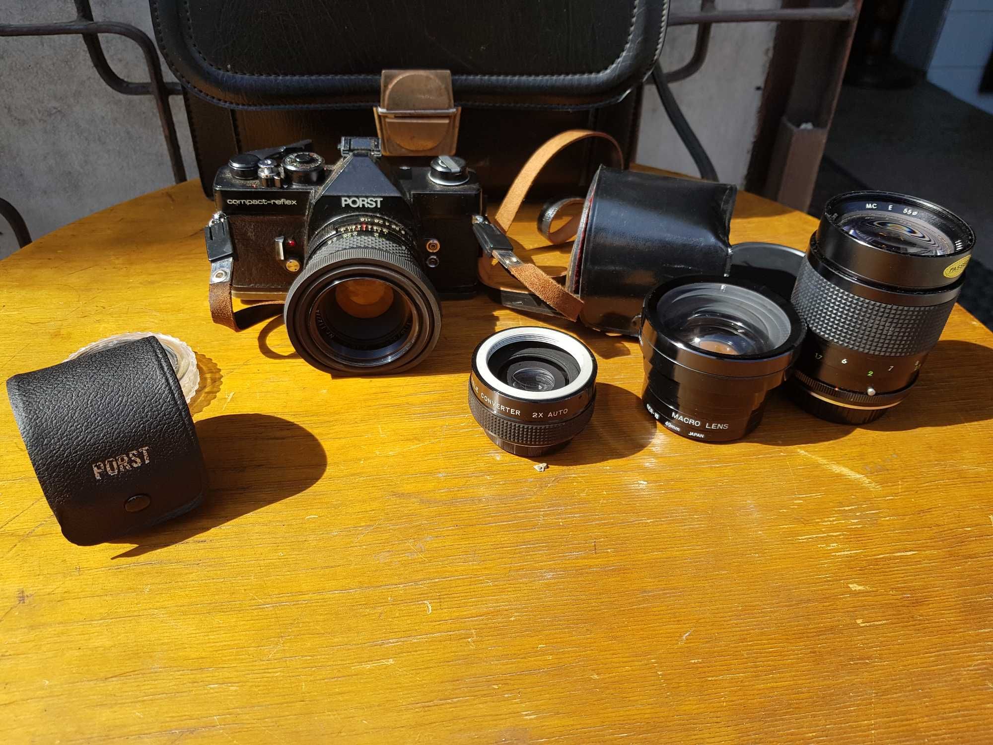 Stary aparat ZESTAW Porst compact reflex AM walizka obiektywy