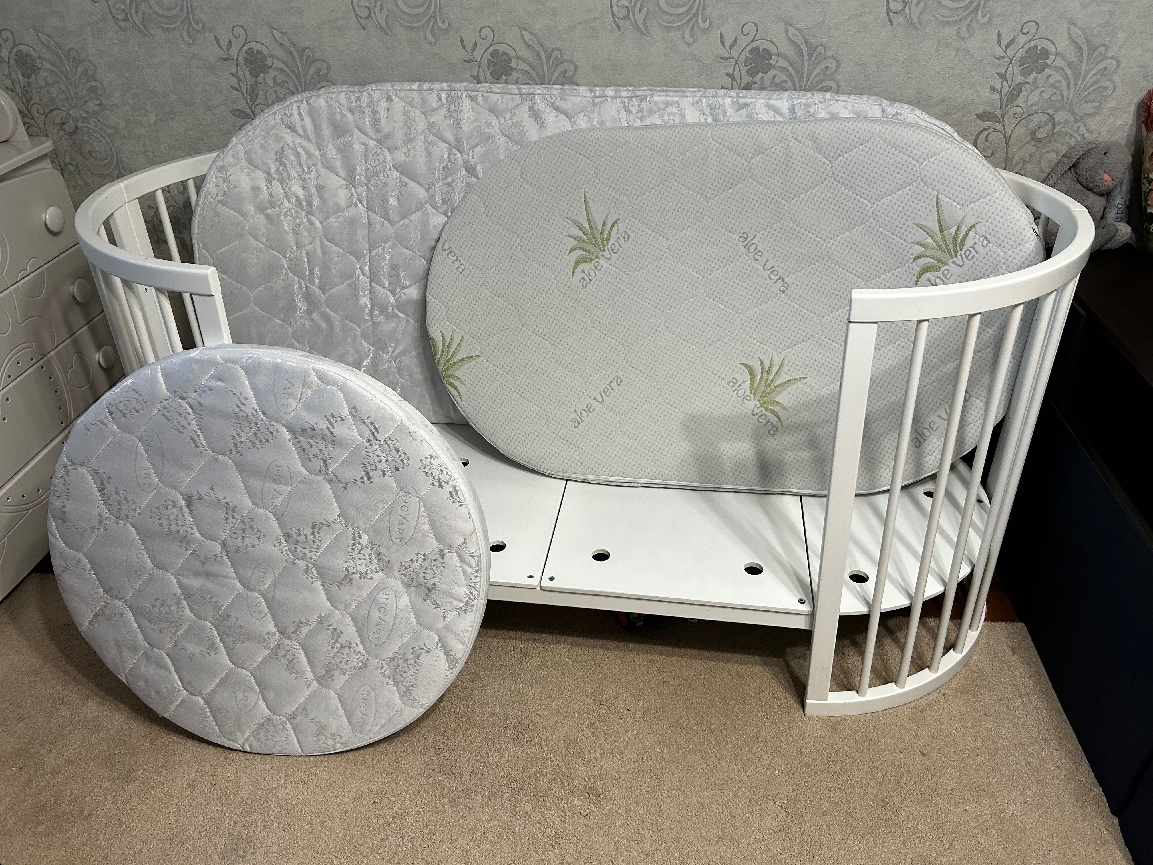 Дитяче ліжечко Ingvart 7в1 ( Smart Bed Round) + 3 матрасики