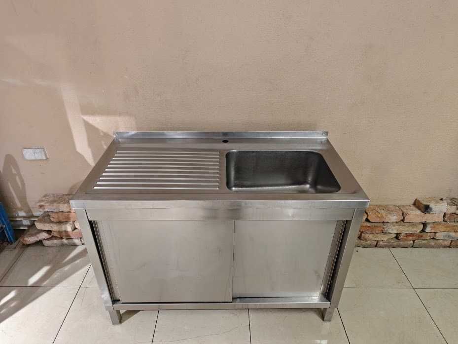 Zlew gastronomiczny z szafką 120x60 – komora po prawej