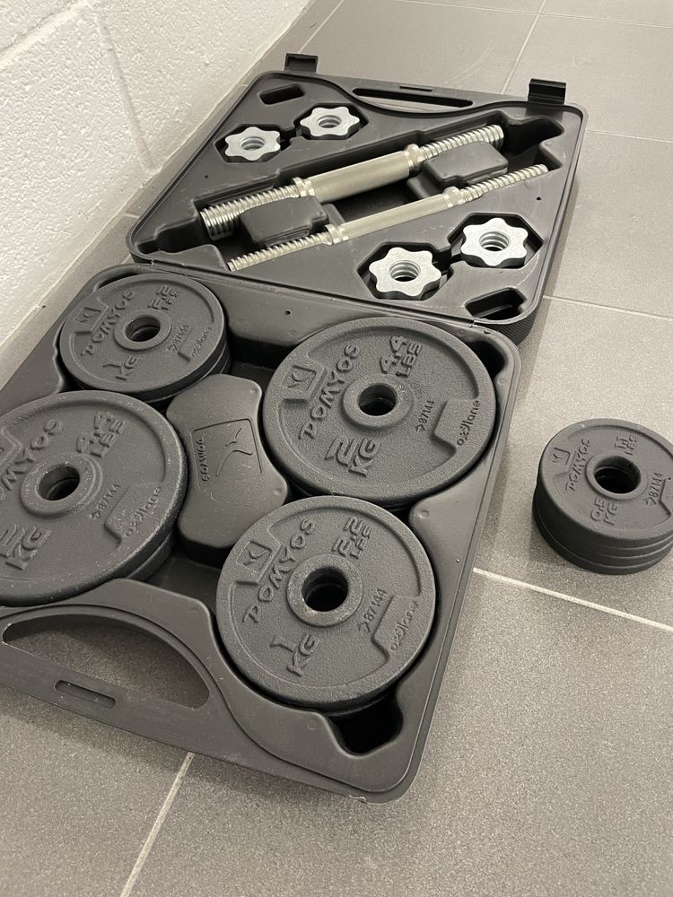 Conjunto de Halteres 20 kg + 4 discos 0,5 kg